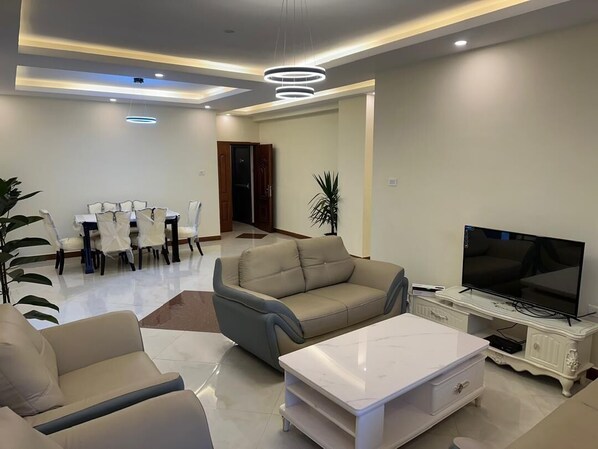 Living area - Spacious 3-bedroom apartment with Gym room and AC in vibrant Addis Ababa (Addis Ababa)