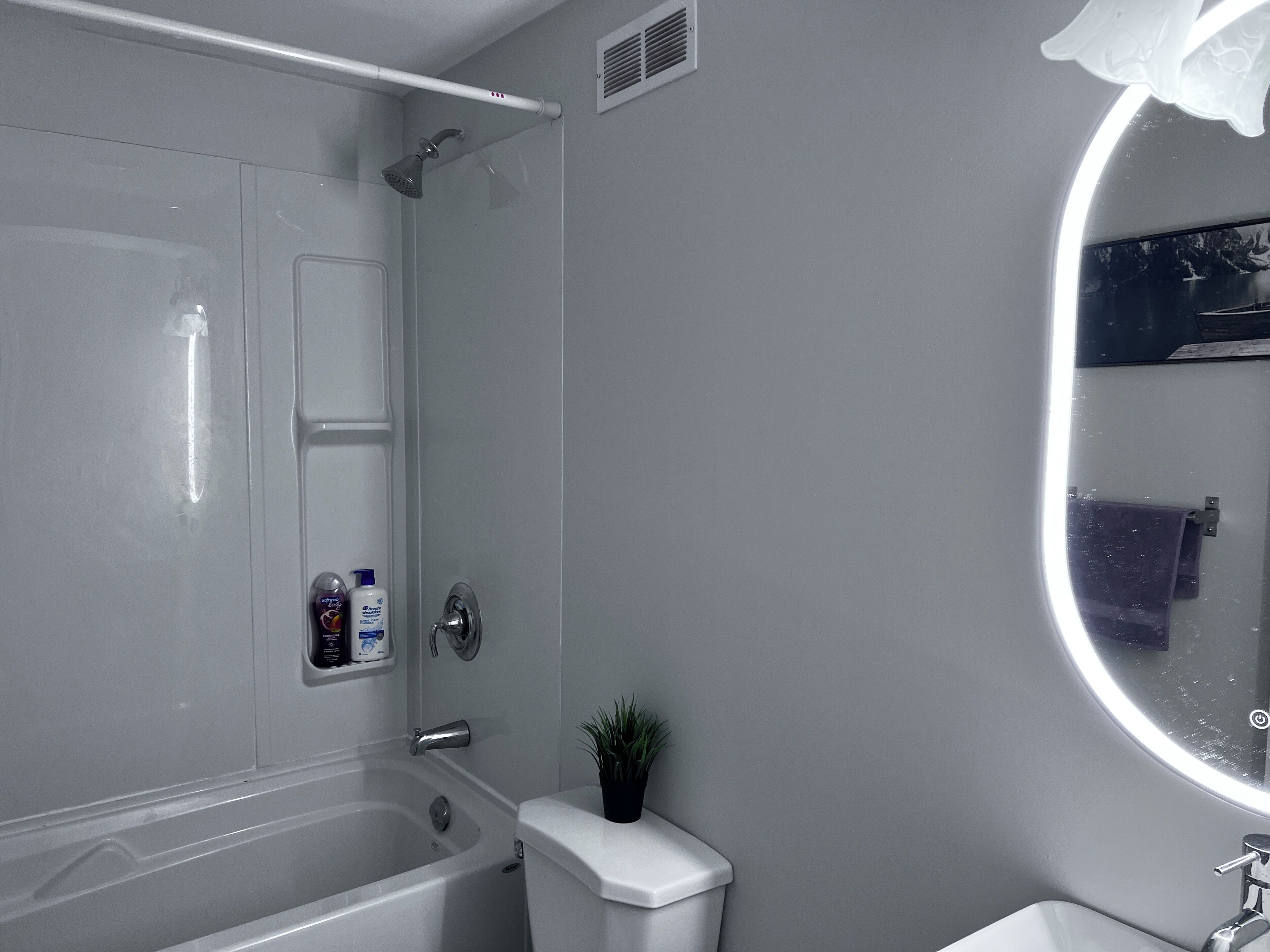 Un baño moderno con bañera, inodoro y lavabo.