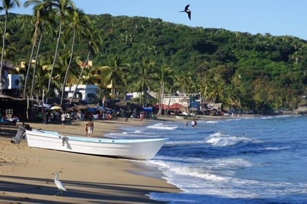 On the beach, sun loungers, beach towels - BEACHFRONT - 3-bedroom home on the Los Ayala Beach (Los Ayala)