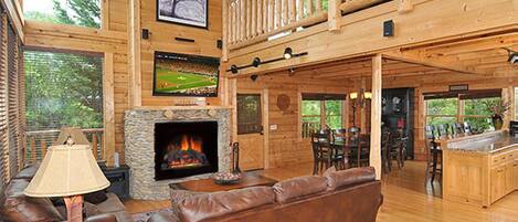 Smart TV, fireplace, DVD player