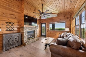 Smart TV, fireplace, DVD player