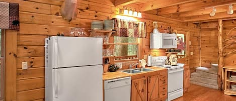 Fridge, microwave, coffee/tea maker, toaster