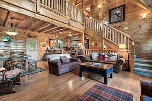 Smart TV, fireplace, video games, DVD player