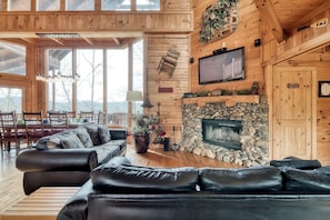 TV, fireplace, video games