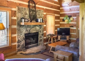 TV, fireplace