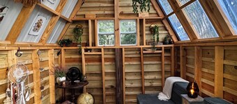 Grass Campers whimsical 1 room Glamping Forest Hideaway Sugar Shanty near WEC
