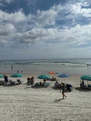 Sun-loungers, beach towels