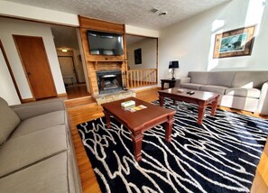 TV, fireplace, video games