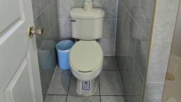 Regadera, secadora de cabello, toallas, jabón