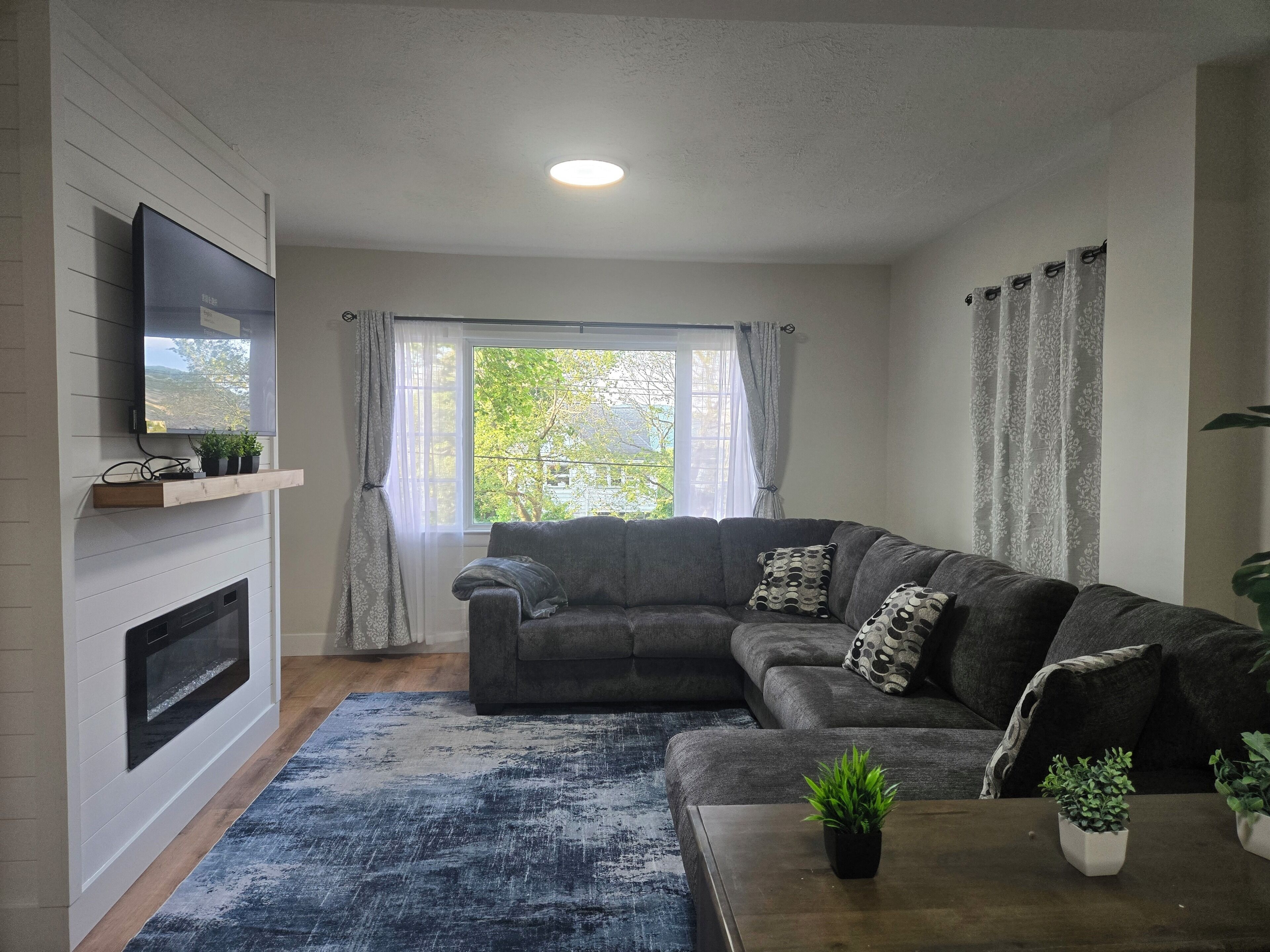 TV, fireplace