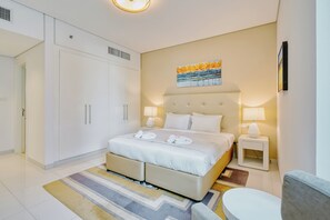 Appartement Prestige, vue sur la ville | Coffre-fort, rideaux d’obscurcissement, système d’insonorisation