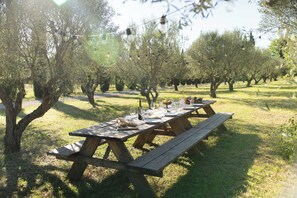 Outdoor dining - 🌿 3. Provence pur sang: pool, tennis, tranquility and entertainment on private estate (Fox-Amphoux)