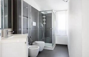 Regadera, secadora de cabello, jabón, papel de baño 