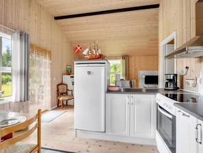 Fridge, microwave, cookware/dishes/utensils