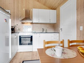 Fridge, microwave, cookware/dishes/utensils