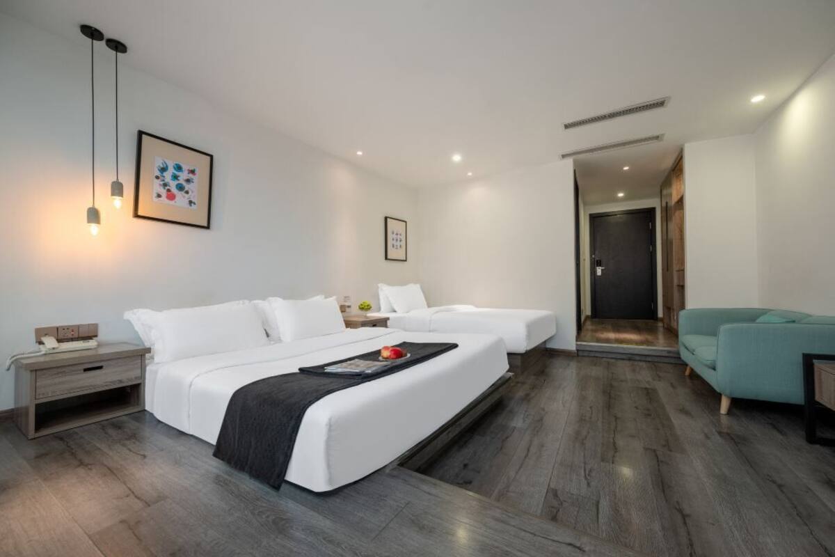 Chambre Familiale avec lits jumeaux, vue fleuve