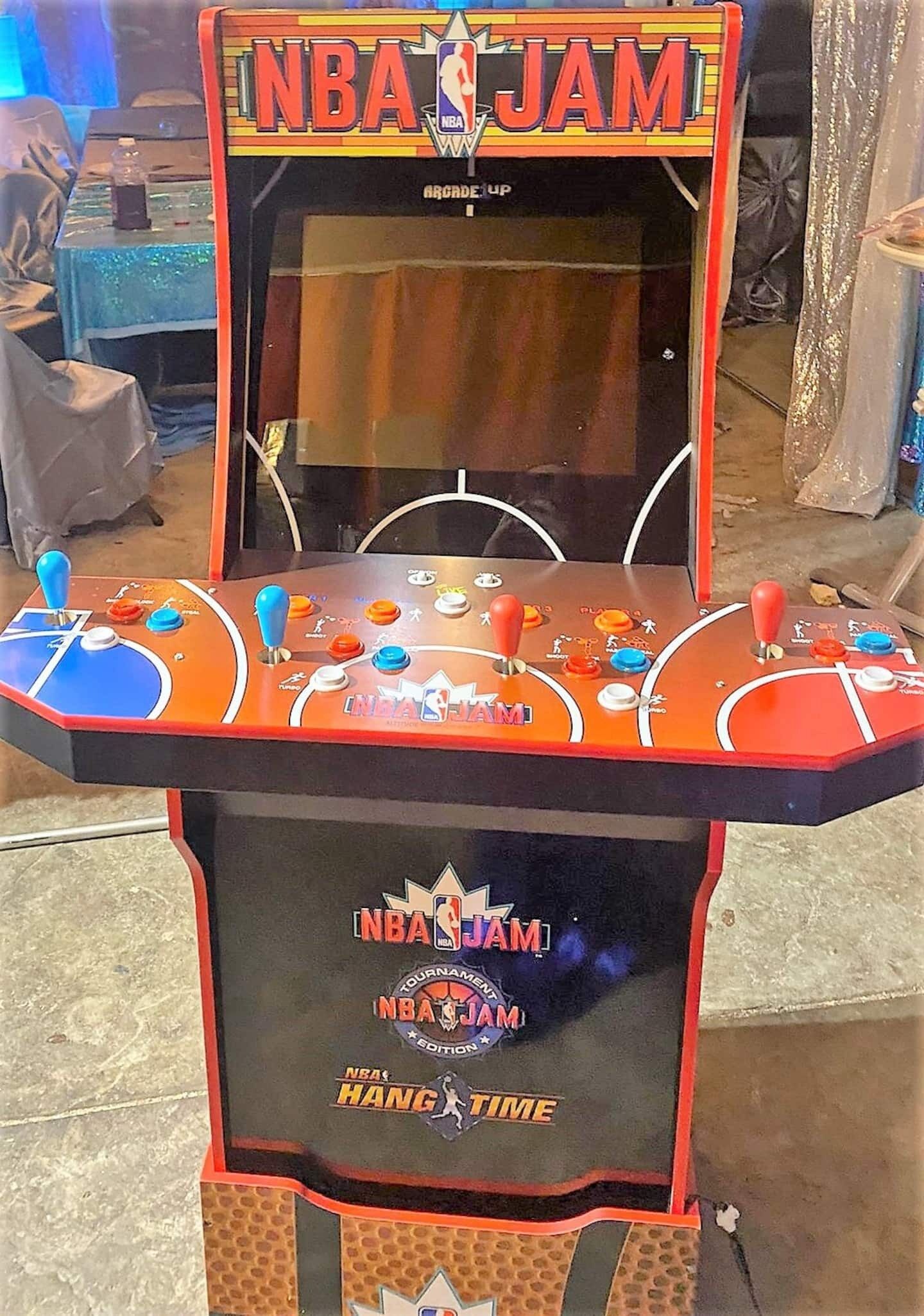 An NBA JAM arcade game machine.