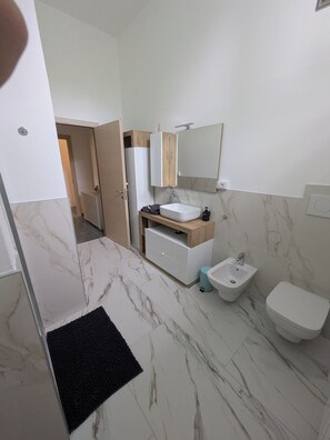 Dusche, Haartrockner, Bidet, Handtücher