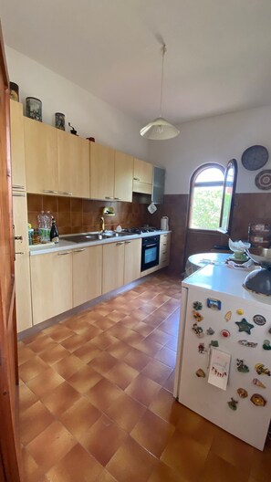 Fridge, oven, stovetop, coffee/tea maker