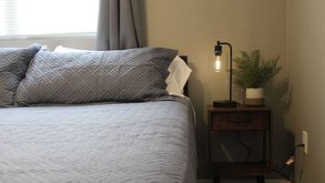 1 bedroom, desk, iron/ironing board, travel cot