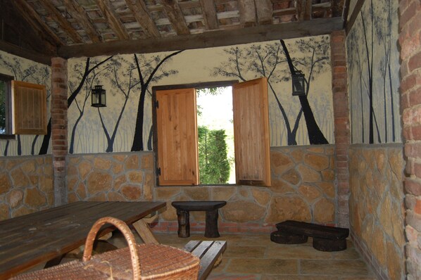 Outdoor dining - Country House 'La Espinera' with Mountain View, Private Terrace and Wi-Fi (Nava)