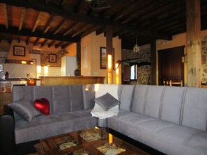 Télévision, cheminée, table de tennis de table