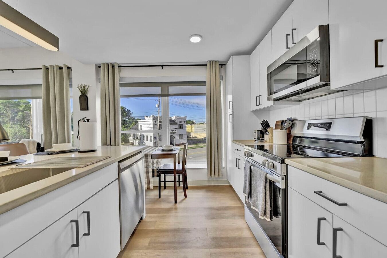 Microondas, horno, parrilla de estufa y lavavajillas 