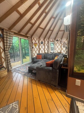 Smart TV, DVD player, books, music library