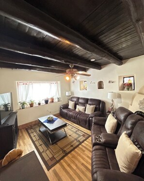 TV, fireplace - Downtown, Old Town, Sawmill, 2-bedroom home in ABQ, additional parking available (Albuquerque)