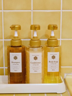 Haartrockner, Handtücher, Seife, Toilettenpapier