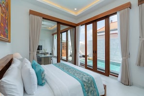 One Bedroom Pool Villa | Desk, free WiFi, bed sheets