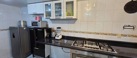 Microwave, oven, stovetop, coffee/tea maker