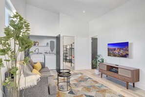Smart TV, fireplace, table football, ping pong