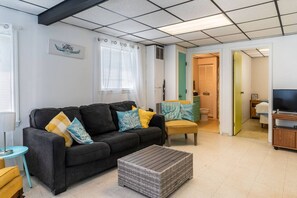 TV, DVD player, books