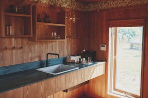 Villa, Non Smoking (TORI) | Private kitchen | Fridge, stovetop, cookware/dishes/utensils - Farming Resort San San Villa (Awaji)