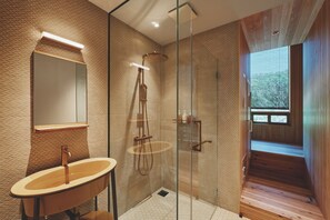 Villa, Non Smoking (KASHI) | Bathroom | Shower, hair dryer, slippers, towels - Farming Resort San San Villa (Awaji)