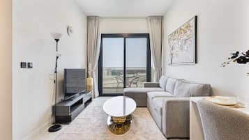 Appartement Exclusif, balcon, vue ville | Salle de séjour