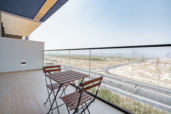 Exclusive-Apartment, Balkon, Stadtblick | Balkon