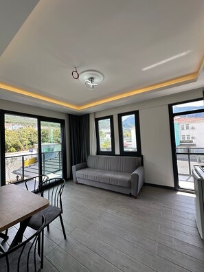 Luxury Apartment, Balcony, Mountain View | Private kitchen | Mini-fridge, microwave, cookware/dishes/utensils