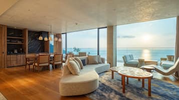 總統套房, 2 間臥室, 私人泳池, 海景 (Hot Spring, Non Smoking) | 起居區