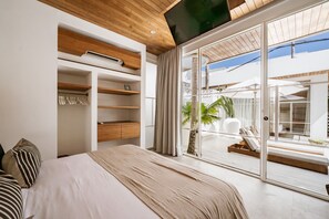 Villa Deluxe, 3 chambres, patio, vue piscine | Draps en coton égyptien, literie de qualité supérieure