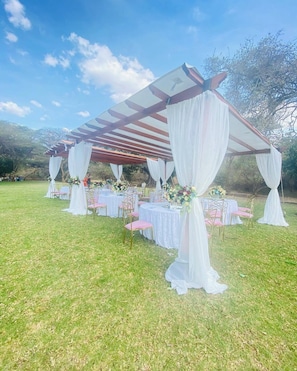 Outdoor banquet area