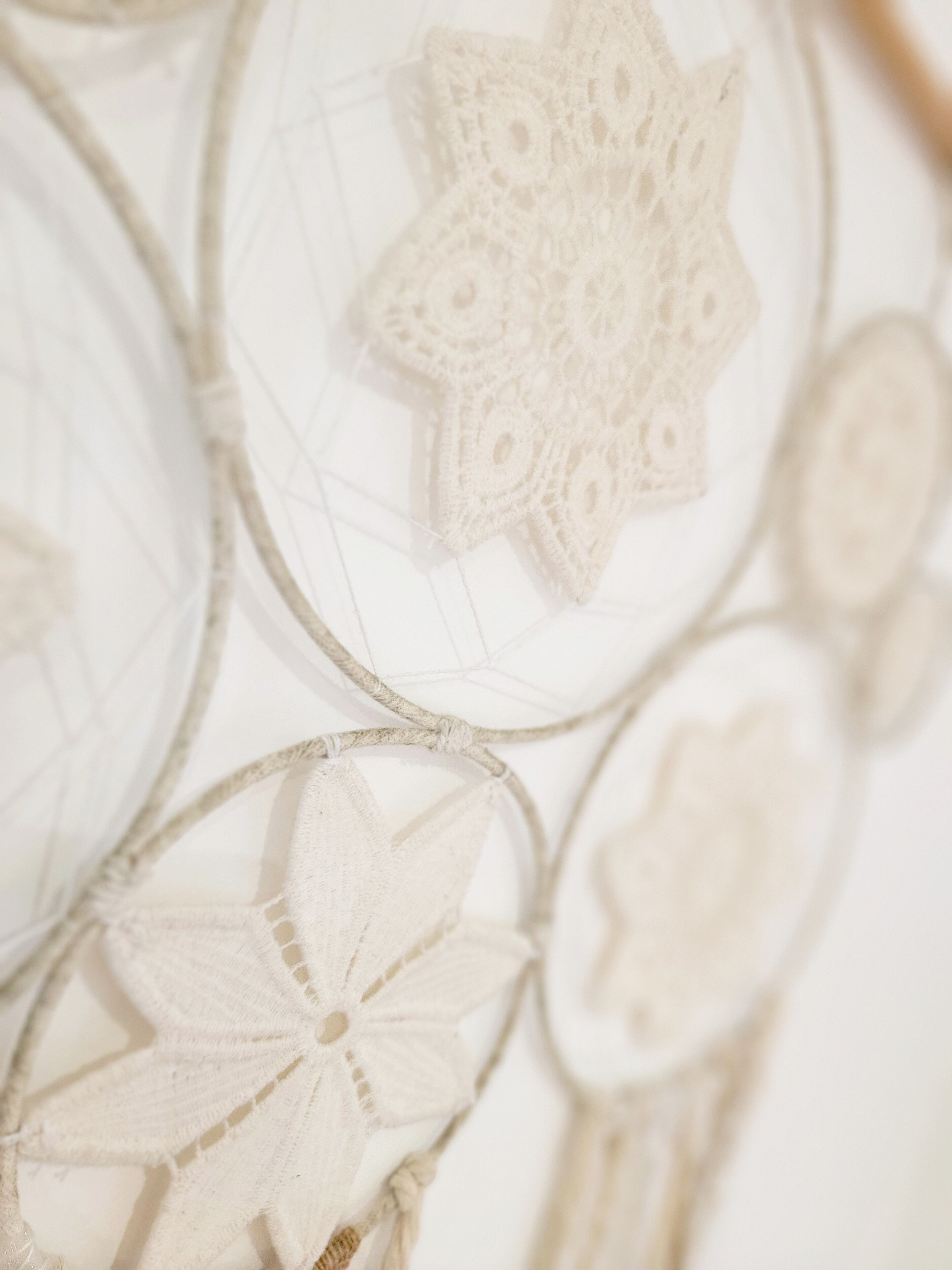 A close-up of a decorative item with lace patterns.