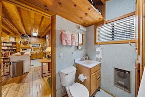 Shower, hair dryer, towels - Cabin in the Woods "Sky Rock Lodge" with Hot Tub, walk to town with a/c units (Idyllwild)
