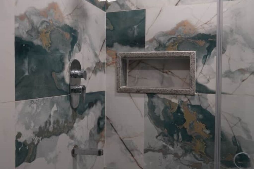 Shower, towels, soap, toilet paper