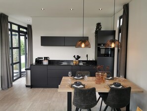 Fridge, microwave, oven, dishwasher