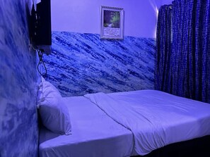 Basic Room | Desk, laptop workspace, blackout drapes