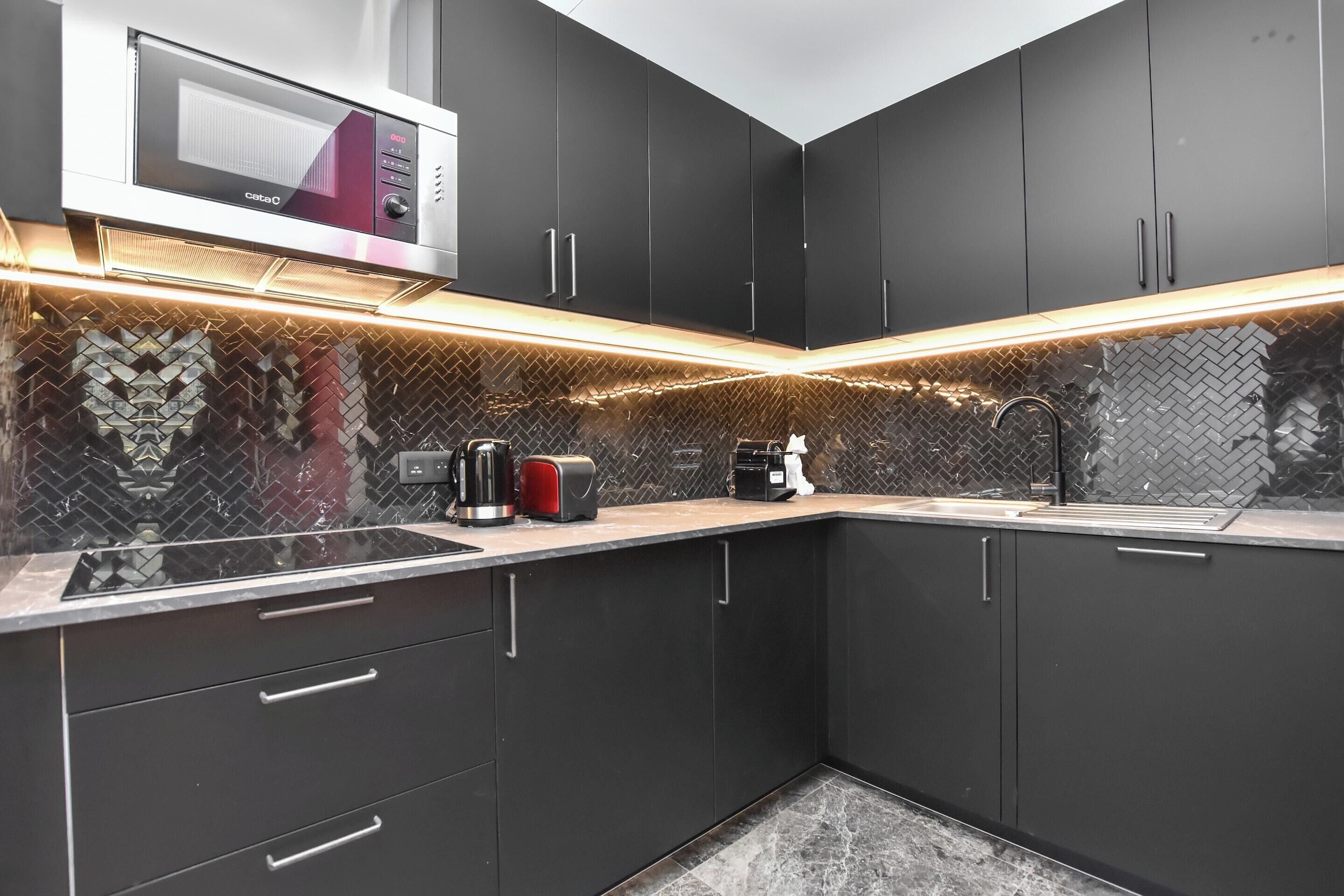 Apartment | Private kitchen | Fridge, microwave, stovetop, dishwasher