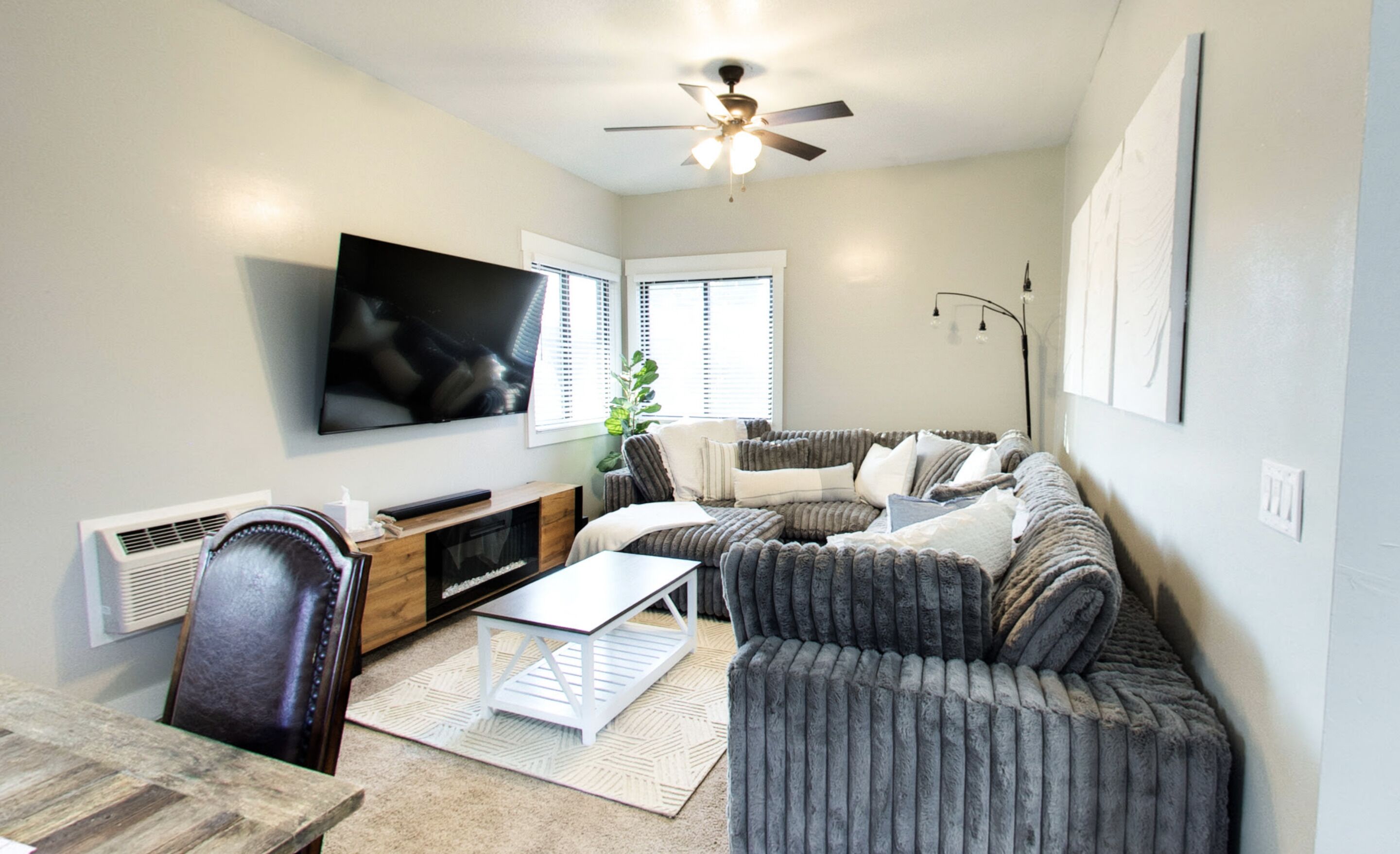 TV, fireplace, video games, DVD player