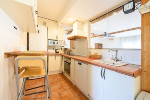 Fridge, microwave, oven, dishwasher